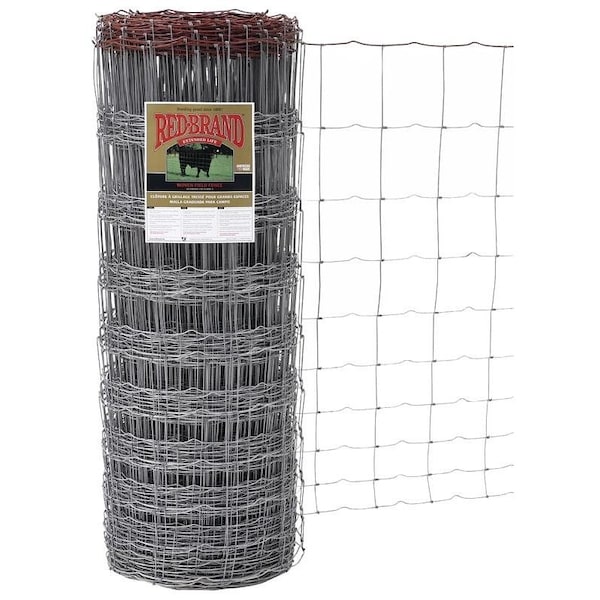 Red Brand Field Fence, 330 ft L, 54 in H, 1412 Gauge, Steel, Galvanized